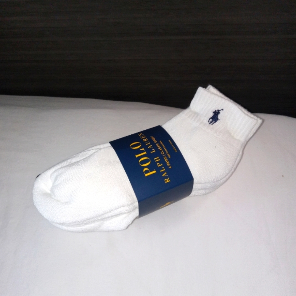 White Ralph Lauren Polo ankle socks